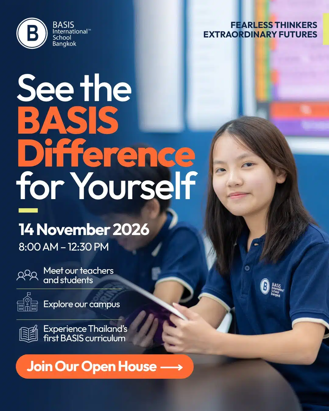 BASIS International School Bangkok Open House, 14 November 2026, 8:00 AM to 12:30 PM
