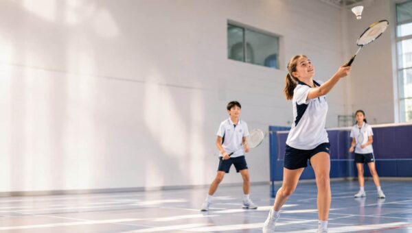 Badminton at BASIS International School Bangkok BASIS International School Bangkok students playing badminton in the indoor sports complex