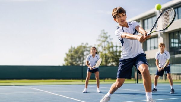 Tennis at BASIS International School Bangkok A BASIS International School Bangkok student hitting a backhand on the tennis court