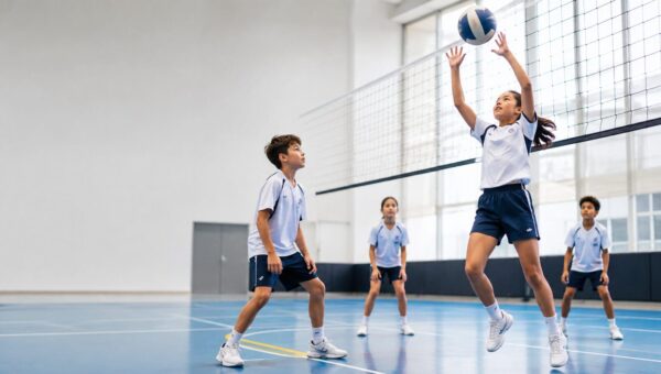 Volleyball at BASIS International School Bangkok BASIS International School Bangkok students playing volleyball in the indoor sports complex
