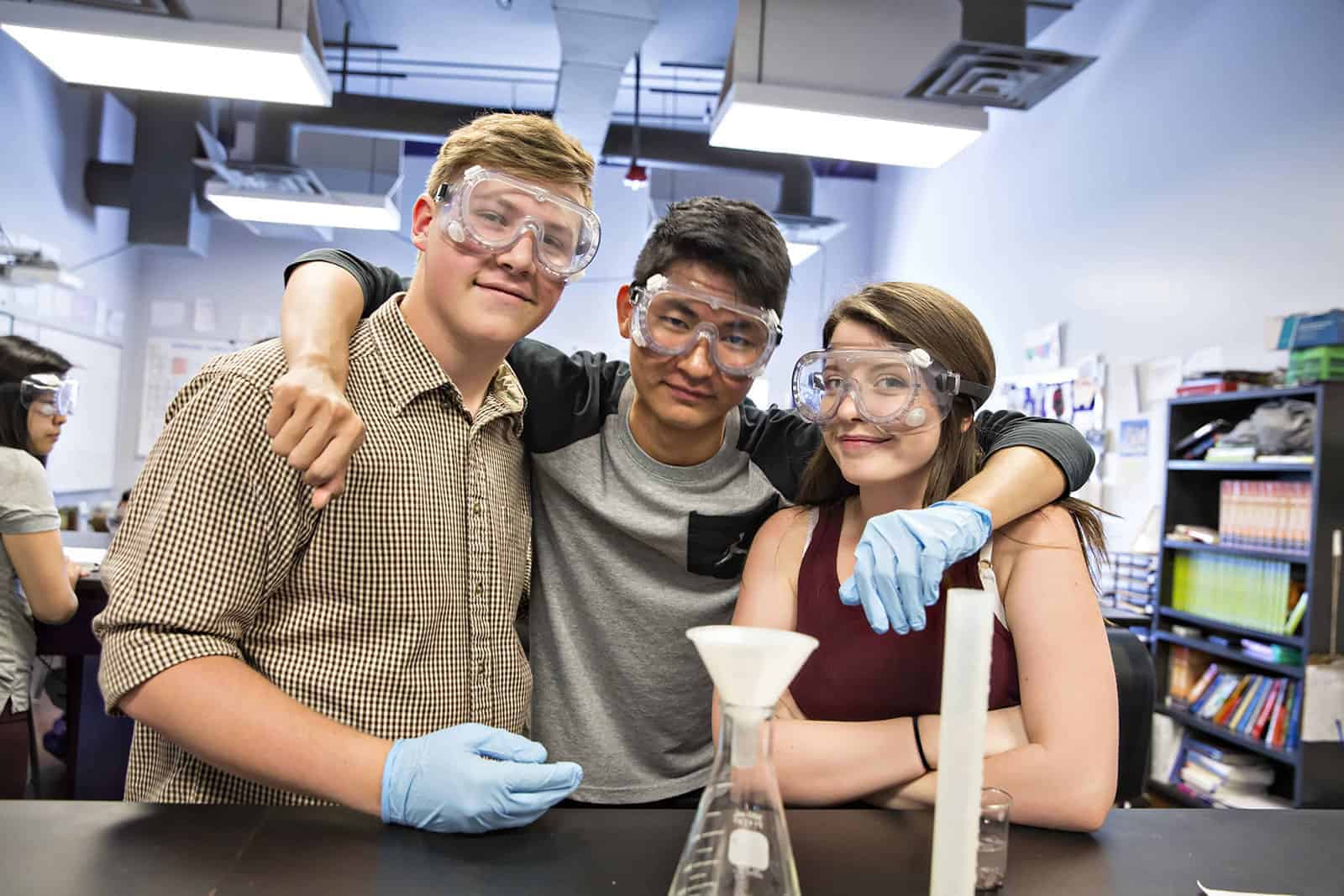 Senior high school students in a STEM class